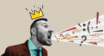 Toxic Board Members Art collage with a screaming man. Aggressive pressure or intimidation of an opponent.