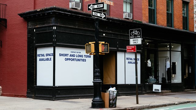 Retail space available for sale or lease in colorful old building in Greenwich Village in New York