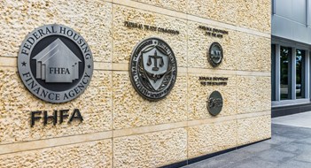Washington DC, USA - July 3, 2017: Federal Trade Commission and Housing Finance Agency seals in downtown with closeup of sign and logo